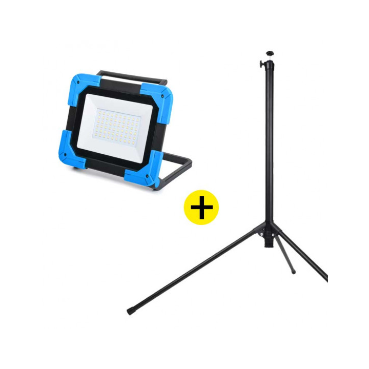 Lot Projecteur de Chantier LED Rechargeable 30W + Trepied NALTO