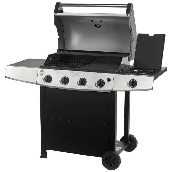 Barbecue Gaz ROSTER 5 Brûleurs dont 1 Latéral - 17.2 KW 1/2 Gril - 1/2 Plancha