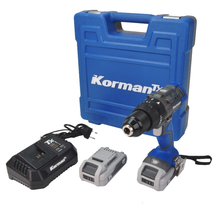 Perceuse-visseuse à percussion sans fil 18V 2Ah Li-ion + 2 batteries Korman