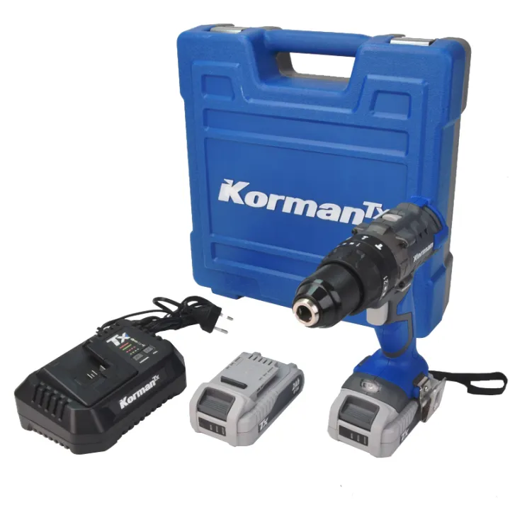 Perceuse-visseuse à percussion sans fil 18V 2Ah Li-ion + 2 batteries Korman
