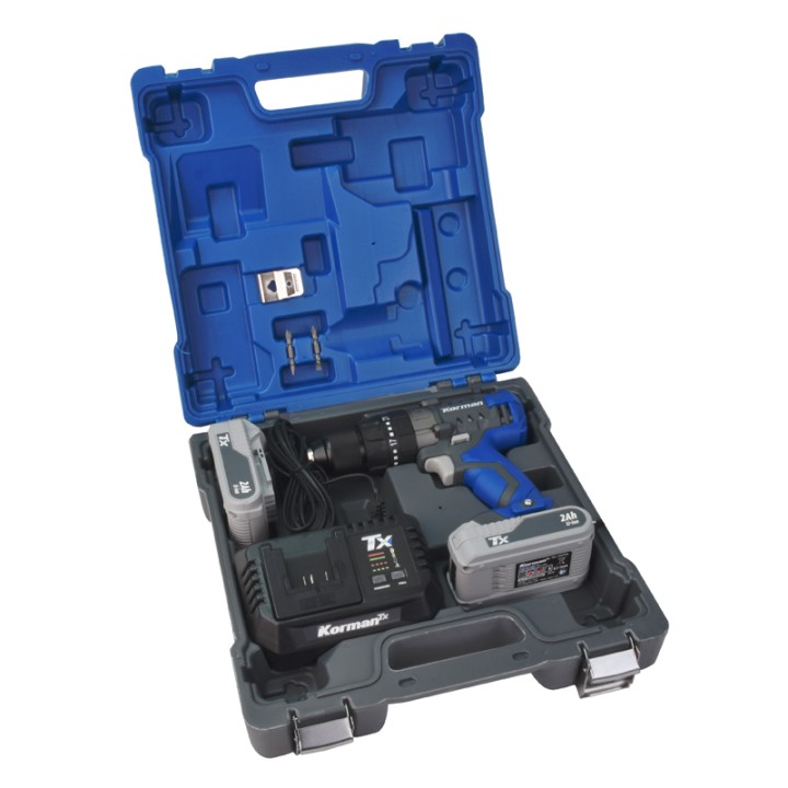 Perceuse-visseuse à percussion sans fil 18V 2Ah Li-ion + 2 batteries Korman