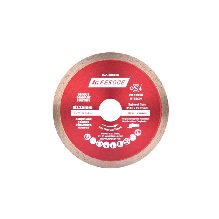 Disque Diamant Continu 115 x 22.23 mm FEROCE