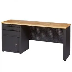 Établi d'atelier 180x82x54cm avec rangements intégrés et plateau en bois d'Hévéa FEROCE