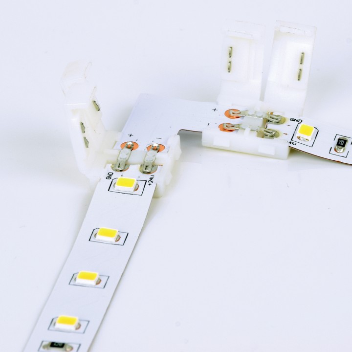 2 connecteurs angle 90° 8mm pour ruban LED
