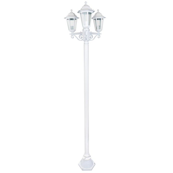 Lampadaire Extérieur 3 Têtes 3x100W Fonte Blanc INITIALIS