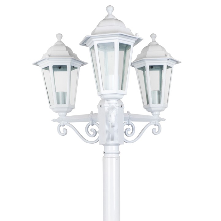 Lampadaire Extérieur 3 Têtes 3x100W Fonte Blanc INITIALIS