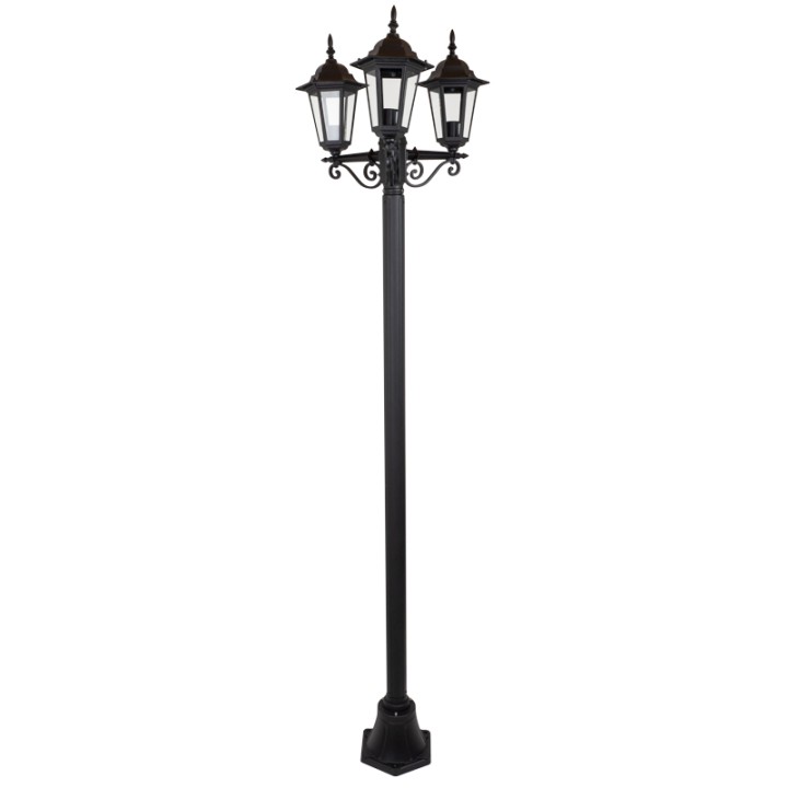 Lampadaire Extérieur 3 Têtes 3x100W Fonte Noir INITIALIS