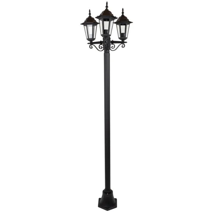 Lampadaire Extérieur 3 Têtes 3x100W Fonte Noir INITIALIS