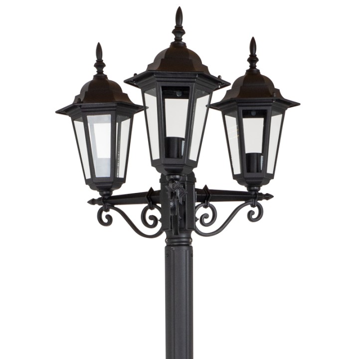 Lampadaire Extérieur 3 Têtes 3x100W Fonte Noir INITIALIS