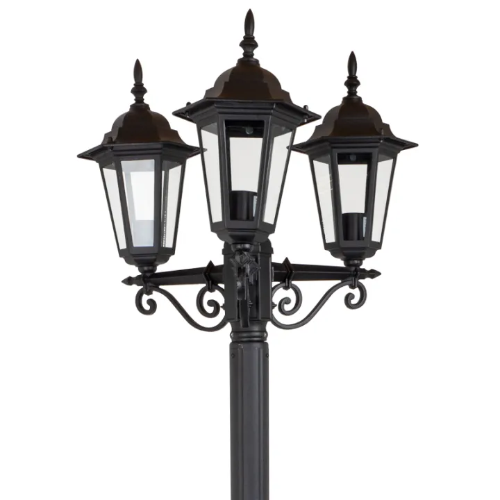 Lampadaire Extérieur 3 Têtes 3x100W Fonte Noir INITIALIS