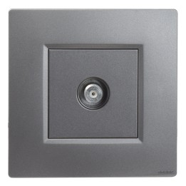 Prise TV Murale Simple Type F Gris Alu Complète NOANE