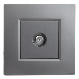 Prise TV Murale Simple Type F Gris Alu Complète NOANE