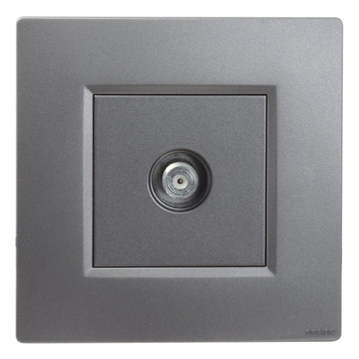 Prise TV Murale Simple Type F Gris Alu Complète NOANE