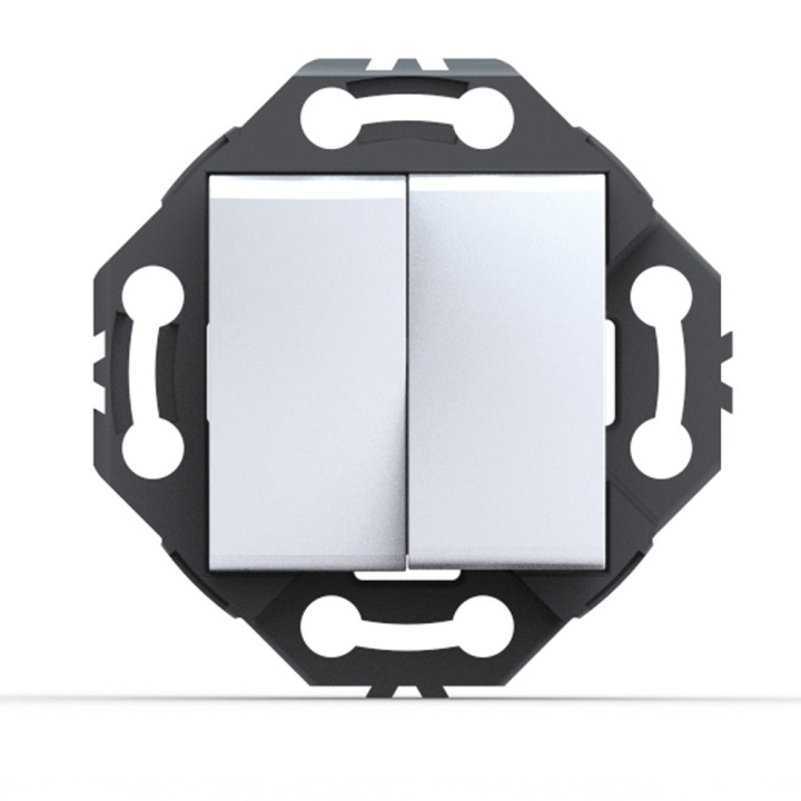 NORVIKA Lot de 5 Interrupteurs Double va-et-vient Blancs Complets