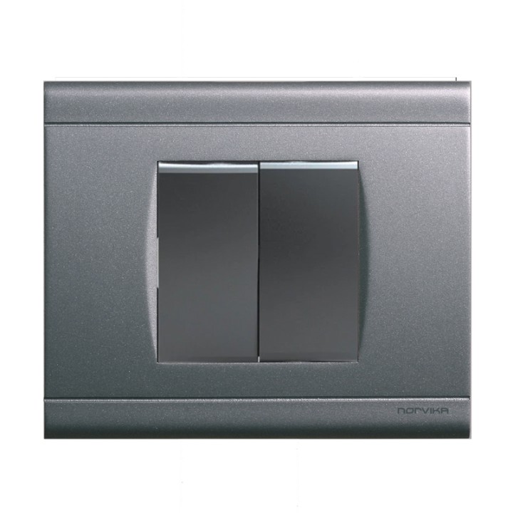 Lot de 5 Interrupteurs Double Va et vient Gris Anthracite Complets NORVIKA