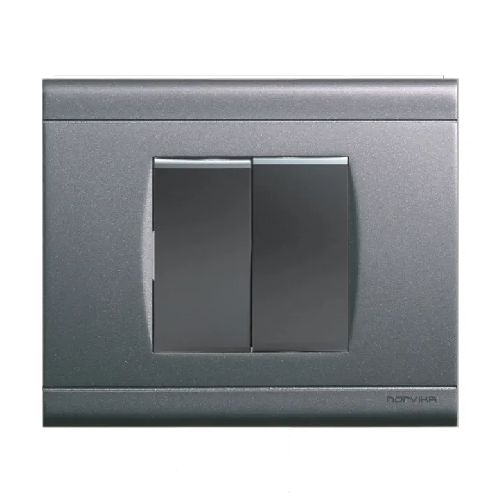 Lot de 5 Interrupteurs Double Va et vient Gris Anthracite Complets NORVIKA