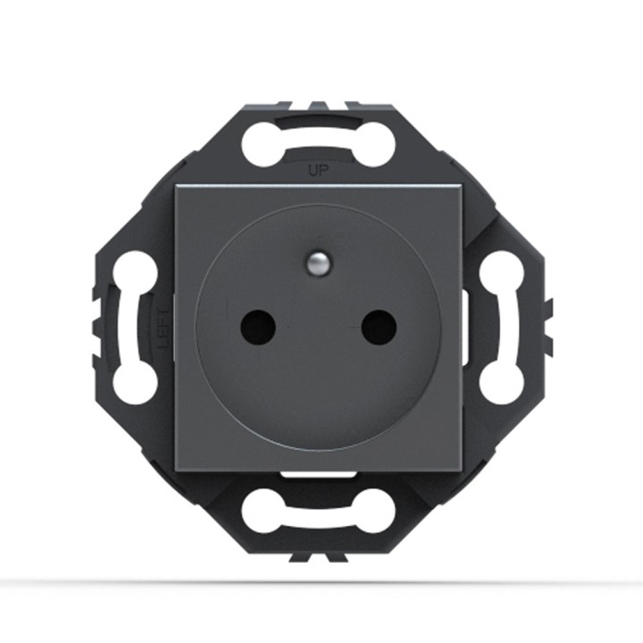NORVIKA Lot de 5 Prises 2P+T à  connexions rapides Complètes Gris Alu