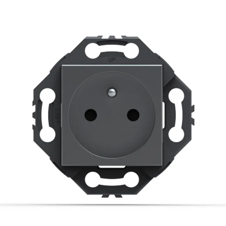 NORVIKA Lot de 5 Prises 2P+T à connexions rapides Complètes Gris Alu