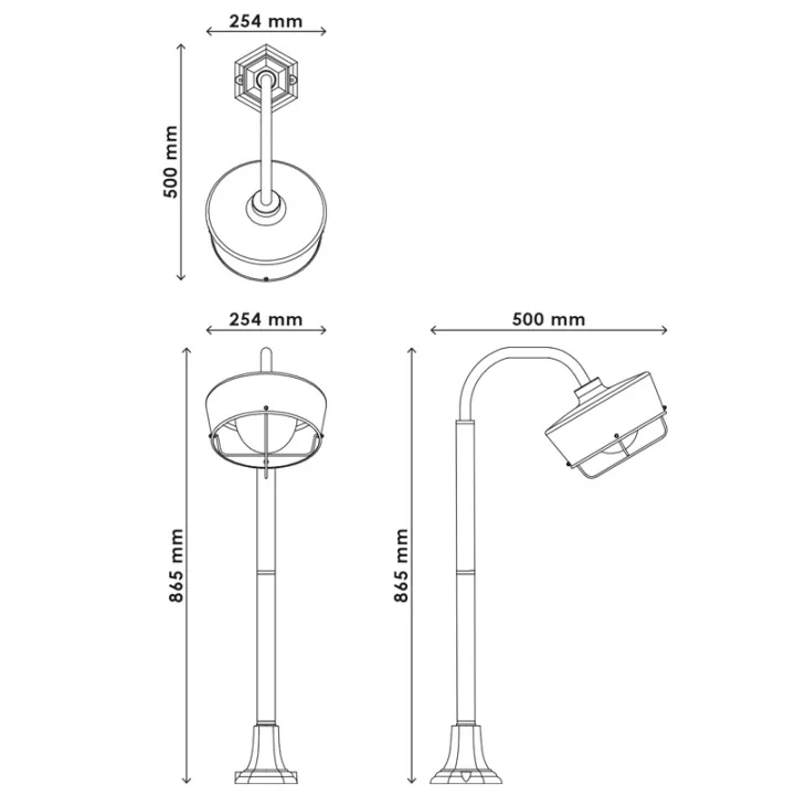 Borne Lumieuse Extérieure 60W max E27 Acier Noir WOLTZ
