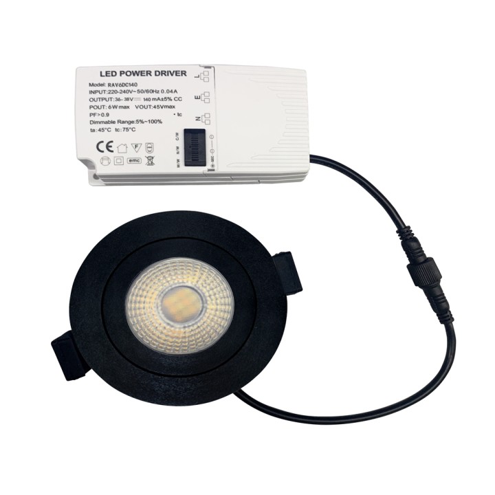 Spot à encastrer Orientable Variable IP65 CCT RT2012 6W LED Noir WOLTZ