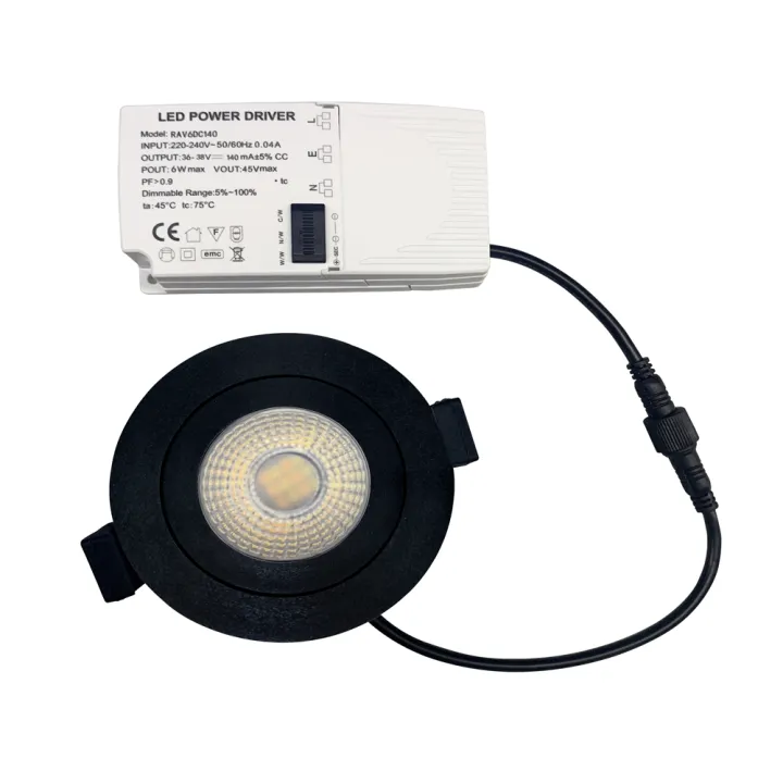 Spot à encastrer Orientable Variable IP65 CCT RT2012 6W LED Noir WOLTZ