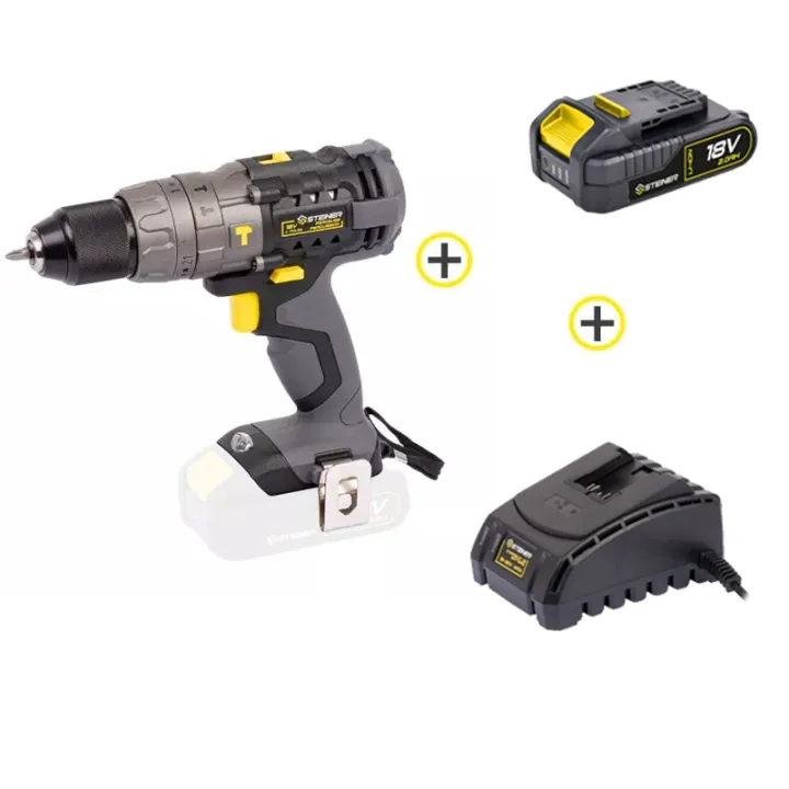 Pack Perceuse percussion sans fil 18V Li-ion 4 pôles + 1 Batterie + 1 Chargeur STEINER