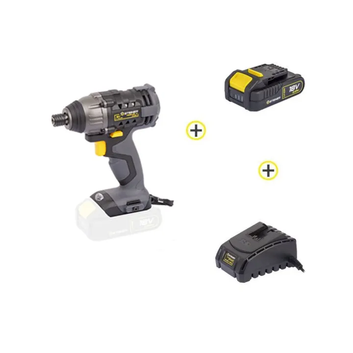 Pack Visseuse à choc sans fil 18V Li-ion 4 pôles + 1 Batterie + 1 Chargeur STEINER