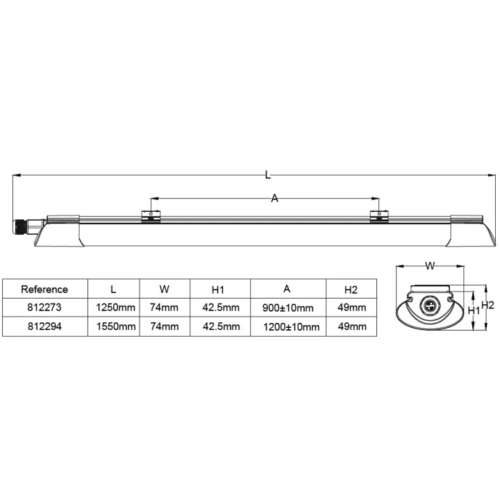 Réglette LED Etanche 120cm 36W 4000K IP65 CREALYS
