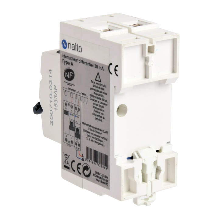 Interrupteur différentiel 1P+N 30mA, 40A type AC