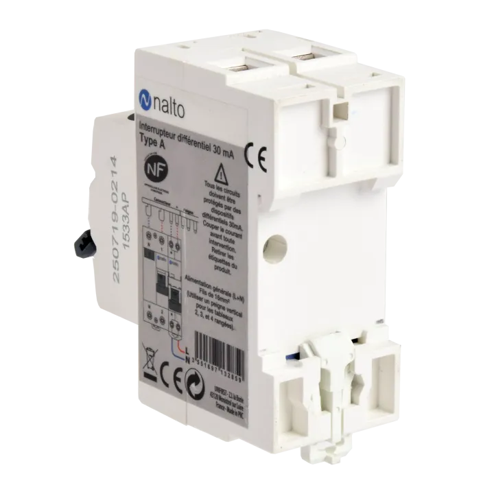 Interrupteur différentiel 1P+N 30mA, 40A type AC