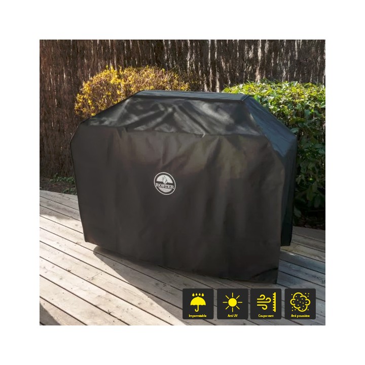Pack Barbecue Gaz 5 Brûleurs Plancha/Grill/Latéral + Housse de protection imperméable ROSTER