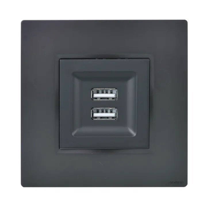 Prise Chargeur USB + Support Anthracite NOANE