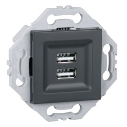 Prise Chargeur USB + Support Anthracite NOANE