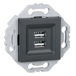 Prise Chargeur USB + Support Anthracite NOANE