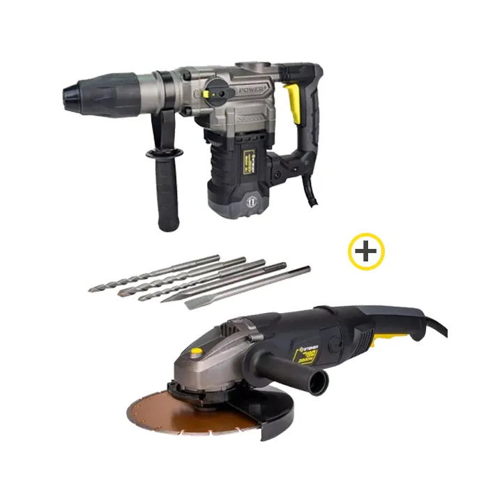 Pack Marteau Perforateur 1600W 13 J / SDS max + Meuleuse d'Angle 230mm 2200W + Disque Diamant Segment 230mm STEINER