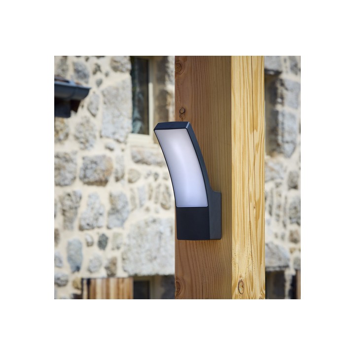 Applique Extérieure Incurvée LED SMD 12W Fonte d’aluminium Noir CREALYS