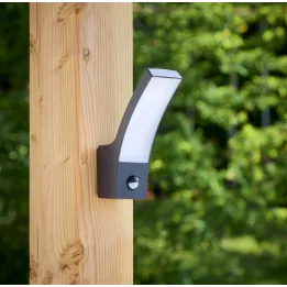 Applique Extérieure Incurvée LED SMD 12W Détecteur Fonte d’aluminium Noir CREALYS