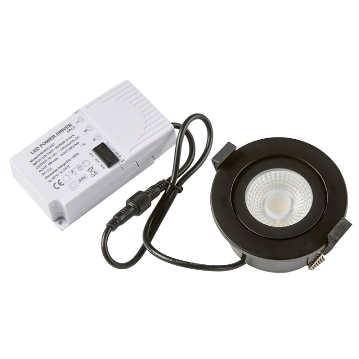 Spot à encastrer Orientable Variable IP65 CCT RT2012 6W LED Noir WOLTZ