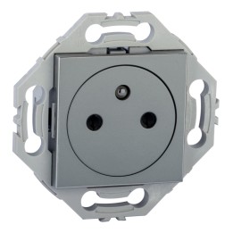 Prise Murale Affleurante 2P+T 16A Gris Alu NOANE