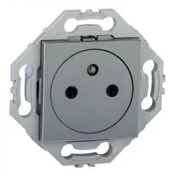 Prise Murale Affleurante 2P+T 16A Gris Alu NOANE