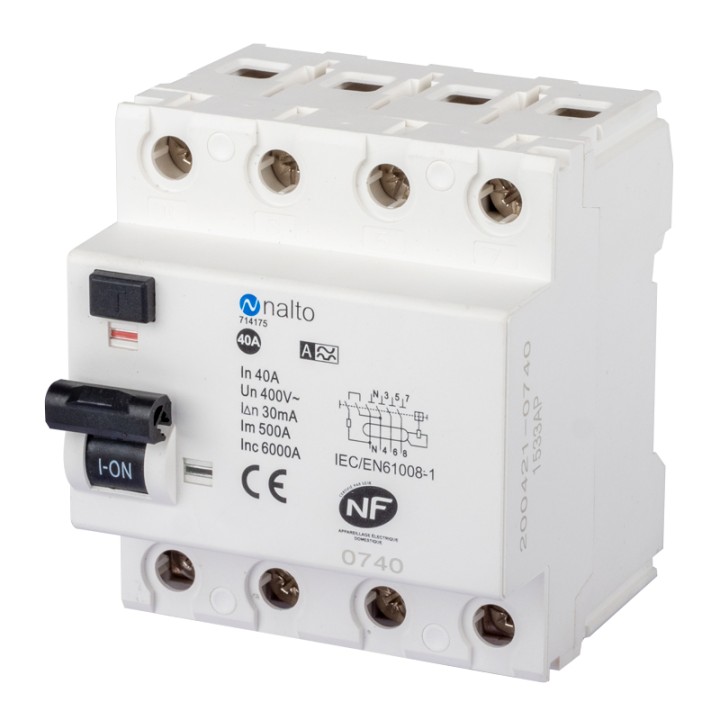 Interrupteur différentieltétrapolaire 40A type A - 30 mA - 400V~