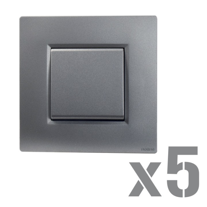 NOANE Lot de 5 Interrupteurs Va et Vient Complets Gris 