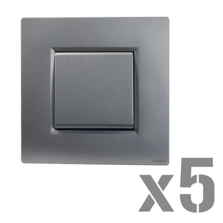 NOANE Lot de 5 Interrupteurs Va et Vient Complets Gris 