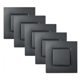 NOANE Lot de 5 Interrupteurs Va et Vient Complets Anthracite 