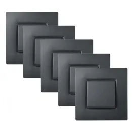 NOANE Lot de 5 Interrupteurs Va et Vient Complets Anthracite 