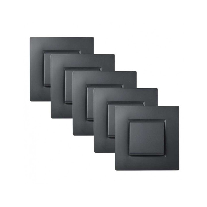 NOANE Lot de 5 Interrupteurs Va et Vient Complets Anthracite 
