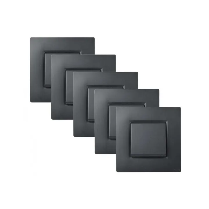 NOANE Lot de 5 Interrupteurs Va et Vient Complets Anthracite 