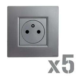 NOANE Lot 5 Prises 2P+T Affleurantes 16A Complètes Gris 