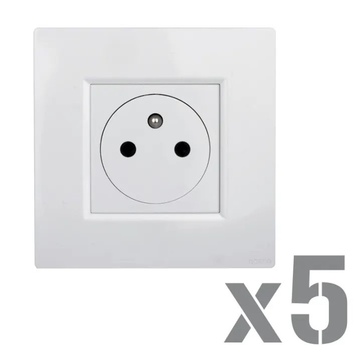 NOANE Lot 5 Prises 2P+T Affleurantes 16A Complètes Blanc 