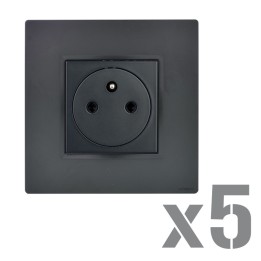 NOANE Lot 5 Prises 2P+T Affleurantes 16A Complètes Anthracite 